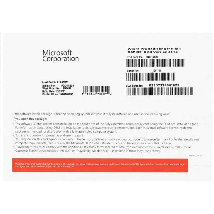 ПО Microsoft Windows 11 Pro 64-bit Russian 1pk DSP OEI DVD KZ (FQC ...