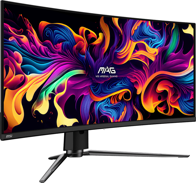 Монитор 34' MSI MAG 341CQP QD-OLED 3440x1440, 175 Гц, 0.03 мс, 21:9, 250 кд/м², HDMI 2.0, DP 1.4, USB-C, 3.5 Jack, USB Hub (2x USB 2.0), HDR10, изогнутый экран (1800R), черный, фото2