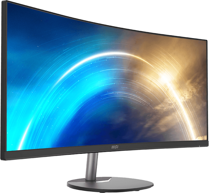 Монитор 34' MSI PRO MP341CQ VA 3440x1440, 100 Гц, 1 мс, 21:9, 300 кд/м², 2xHDMI 2.0b, DP 1.2a, 3.5 Jack, динамики (2x2 Вт), изогнутый экран (1500R), FreeSync, черный, фото2