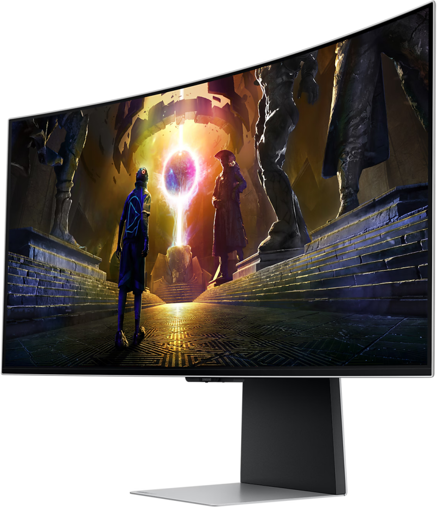 Монитор 34' Samsung Odyssey G8 S34DG852SI OLED 3440x1440, 175 Гц, 0.03 мс, 21:9, 250 кд/м², 2xHDMI 2.1, DP 1.4, USB Hub (2x USB), динамики (2x5 Вт), FreeSync, G-Sync, HDR10, изогнутый экран (1800R), серебристый, фото3