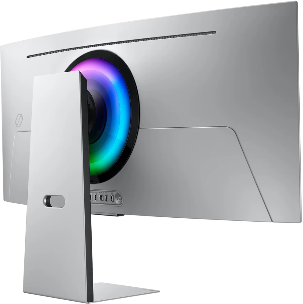 Монитор 34' Samsung Odyssey G8 S34DG852SI OLED 3440x1440, 175 Гц, 0.03 мс, 21:9, 250 кд/м², 2xHDMI 2.1, DP 1.4, USB Hub (2x USB), динамики (2x5 Вт), FreeSync, G-Sync, HDR10, изогнутый экран (1800R), серебристый, фото6