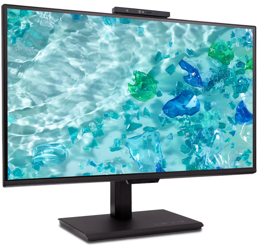 Монитор 23.8' Acer B248YGbemiqprcuzx IPS 1920x1080, 120 Гц, 4 мс, 16:9, 300 кд/м², HDMI 2.0, DP, USB-C (100 Вт), 3.5 Jack, USB Hub (2x USB 3.0), FreeSync, HDR10, динамики (2x5 Вт), веб-камера, черный