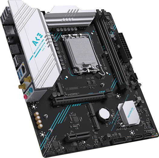 Материнская плата Maxsun MS-B760M GAMING WIFI ACE II, LGA1700, Intel B760, 2xDDR5, 2xSATA, 3xM.2, 1xPCIe 4.0 x16, 1xPCIe 4.0 x4, 2xHDMI, 1xDP, 1x2.5Gb LAN, Wi-Fi 6, Bluetooth 5.2, 1xUSB-C 10Gbps, 2xUSB-A 5Gbps, 2xUSB-A 2.0, 3x3.5 мм, 7.1, mATX, фото2