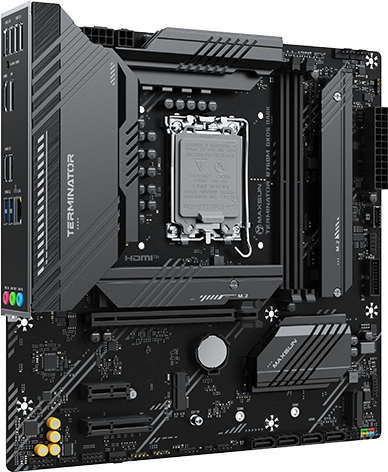 Материнская плата Maxsun MS-Terminator B760M GKD5 DARK, LGA1700, Intel B760, 2xDDR5, 4xSATA, 3xM.2, 1xPCIe 4.0 x16, 1xPCIe 4.0 x4, 1xPCIe 3.0 x1, 1xHDMI, 1xDP, 1x2.5Gb LAN, 1xUSB-C 20Gbps, 2xUSB-A 10Gbps, 3xUSB-A 2.0, 3x3.5 мм, 7.1, mATX, фото2
