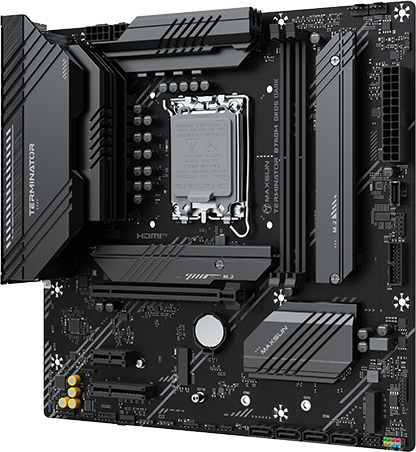 Материнская плата Maxsun MS-Terminator B760M GKD5 DARK, LGA1700, Intel B760, 2xDDR5, 4xSATA, 3xM.2, 1xPCIe 4.0 x16, 1xPCIe 4.0 x4, 1xPCIe 3.0 x1, 1xHDMI, 1xDP, 1x2.5Gb LAN, 1xUSB-C 20Gbps, 2xUSB-A 10Gbps, 3xUSB-A 2.0, 3x3.5 мм, 7.1, mATX, фото3