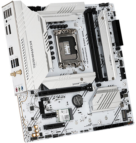 Материнская плата Maxsun MS-Terminator B760M GKD5 ICE, LGA1700, Intel B760, 2xDDR5, 4xSATA, 4xM.2, 1xPCIe 4.0 x16, 1xPCIe 4.0 x4, 1xHDMI, 1xDP, 1x2.5Gb LAN, Wi-Fi 6E, Bluetooth 5.3, 1xUSB-C 20Gbps, 2xUSB-A 10Gbps, 3xUSB-A 2.0, 3x3.5 мм, 7.1, mATX, фото4