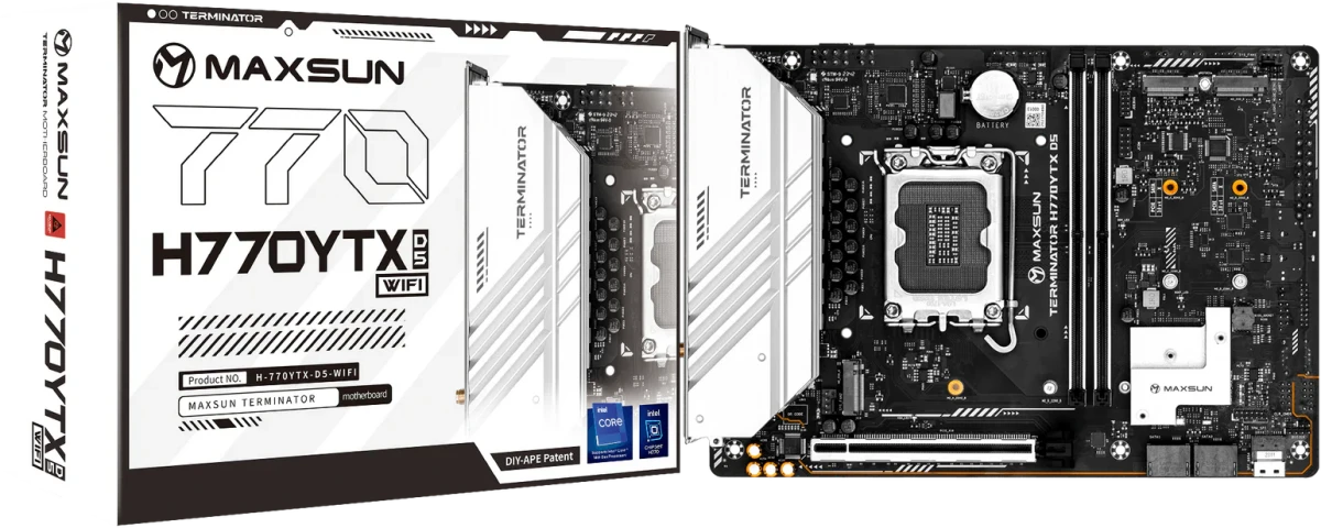 Материнская плата MAXSUN MS-Terminator H770YTX D5 WIFI, LGA1700, Intel H770, 2xDDR5, 4xSATA, 4xM.2, 1xPCIe 5.0 x16, 1xHDMI, 1xDP, 1x2.5Gb LAN, Wi-Fi 6, Bluetooth 5.2, 1xUSB-C 20Gbps, 2xUSB-A 5Gbps, 6xUSB-A 2.0, 3x3.5 мм, 5.1, YTX, фото6
