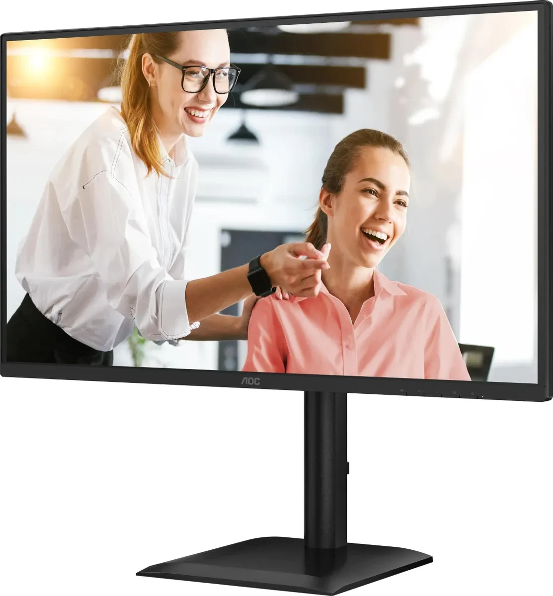 Монитор 27' AOC Q27E4CV IPS 2560x1440, 120 Гц, 4 мс, 16:9, 350 кд/м², HDMI 2.0, DP 1.2, USB-C (90 Вт), USB Hub (4x USB 3.2), RJ45, 3.5 Jack, динамики (2x2 Вт), Adaptive-Sync, VESA 100x100, черный, фото2
