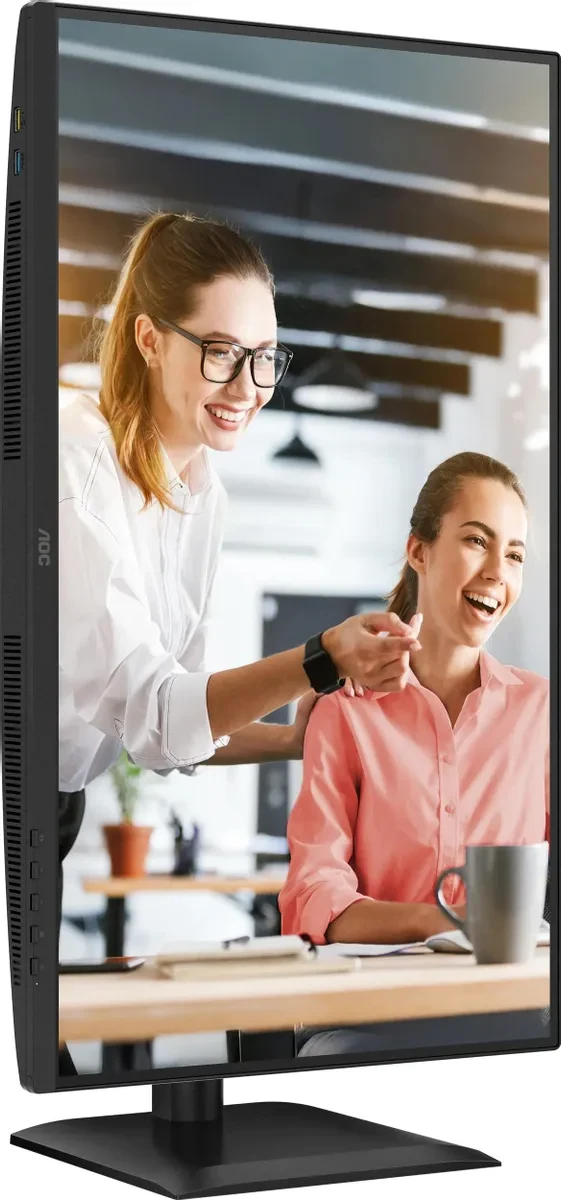 Монитор 27' AOC Q27E4CV IPS 2560x1440, 120 Гц, 4 мс, 16:9, 350 кд/м², HDMI 2.0, DP 1.2, USB-C (90 Вт), USB Hub (4x USB 3.2), RJ45, 3.5 Jack, динамики (2x2 Вт), Adaptive-Sync, VESA 100x100, черный, фото8