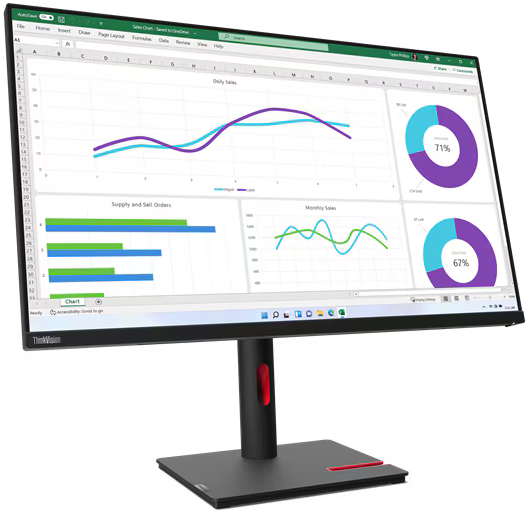 Монитор 31.5' Lenovo ThinkVision T32h-30 IPS 2560x1440, 60 Гц, 4 мс, 16:9, 350 кд/м², HDMI 2.0, DP 1.4, USB-C, 3.5 Jack, USB Hub (4x USB 3.0), Ethernet, черный, фото3