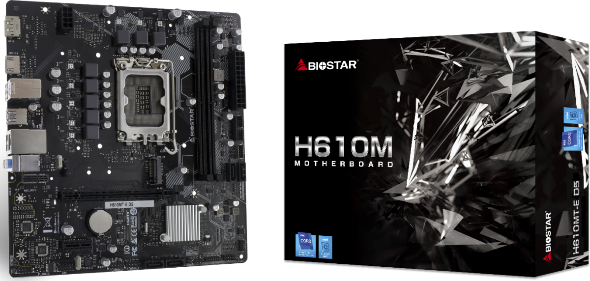 Материнская плата BIOSTAR H610MT-E D5, LGA1700, Intel H610, 2xDDR5, 4xSATA, 1xM.2, 1xPCIe 4.0 x16, 1xPCIe x1, 1xHDMI, 1xDP, 1x1Gb LAN, 4xUSB 2.0, 1xUSB 3.2 Gen 1, 3x3.5 мм, 7.1, micro-ATX, фото4
