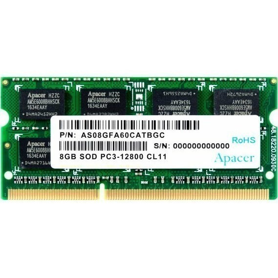 Оперативная память 8Gb DDR-III 1600MHz Apacer SO-DIMM (AS08GFA60CATBGC) - DS.08G2K.KAM