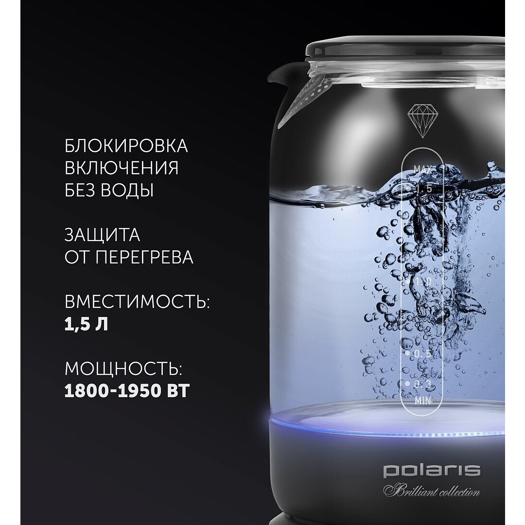Чайник Polaris PWK1753CGL Black - PWK 1753CGL - фото 6