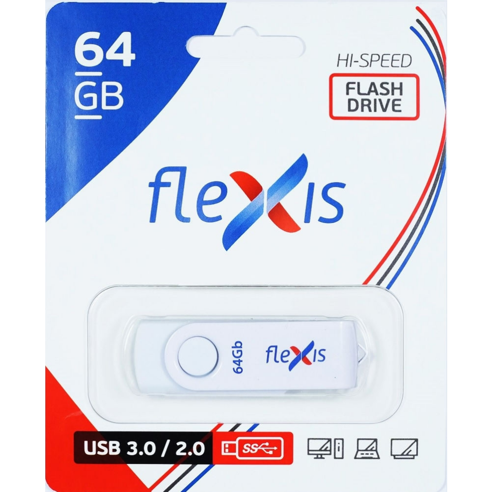 USB Flash накопитель 64Gb Flexis RB-101 White - FUB30064RW-101