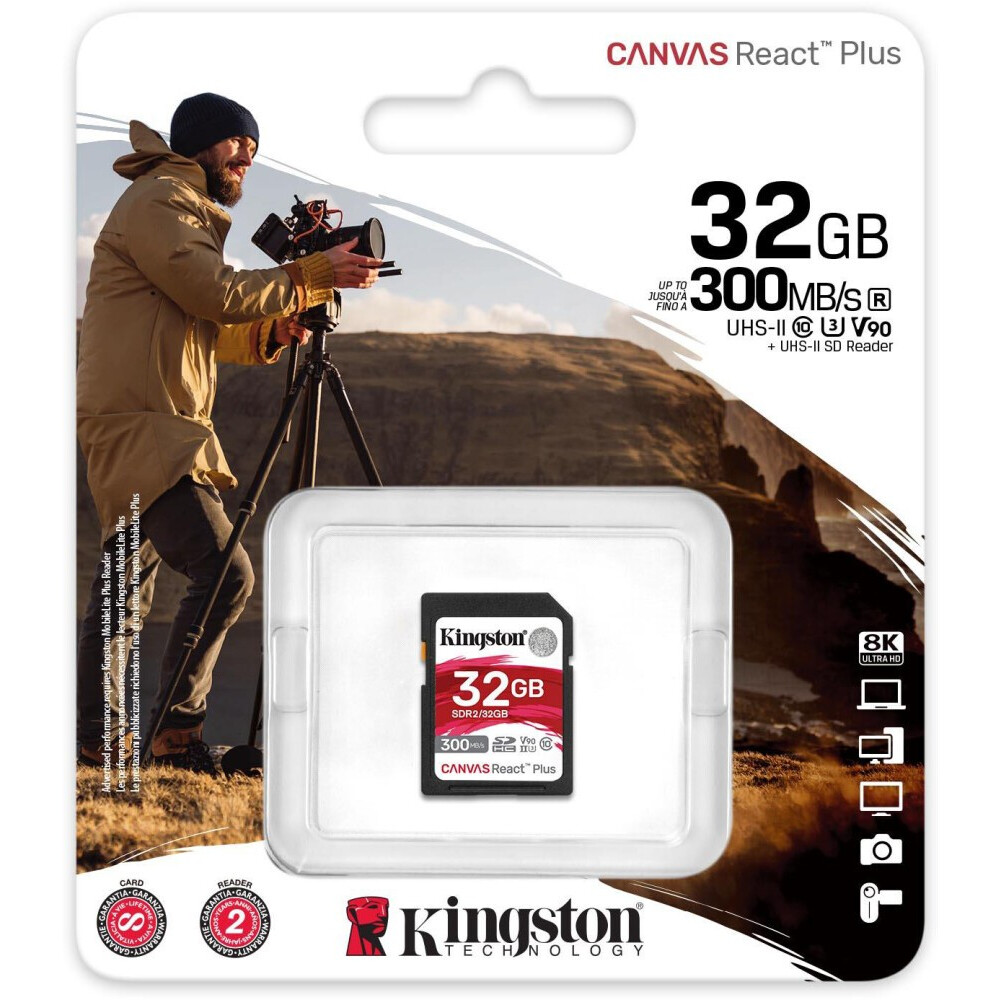 Карта памяти 32Gb SD Kingston Canvas React Plus (SDR2/32GB) - фото 3