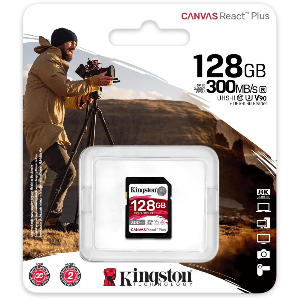 Карта памяти 128Gb SD Kingston Canvas React Plus (SDR2/128GB) - фото 3