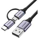 Кабель USB - microUSB/USB Type-C, 1м, UGREEN US177 Black (30875)