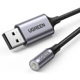 Кабель USB - 3.5 Jack (F), 0.25м, UGREEN CM477 Gray (30757)