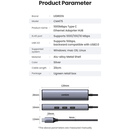 USB-концентратор UGREEN CM475 (60600) - фото 3