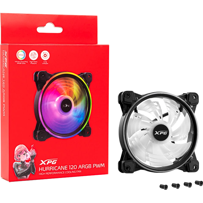 Вентилятор для корпуса ADATA XPG HURRICANE 120 PWM ARGB Black - HURRICANE120ARGBPWM-BKCWW - фото 2