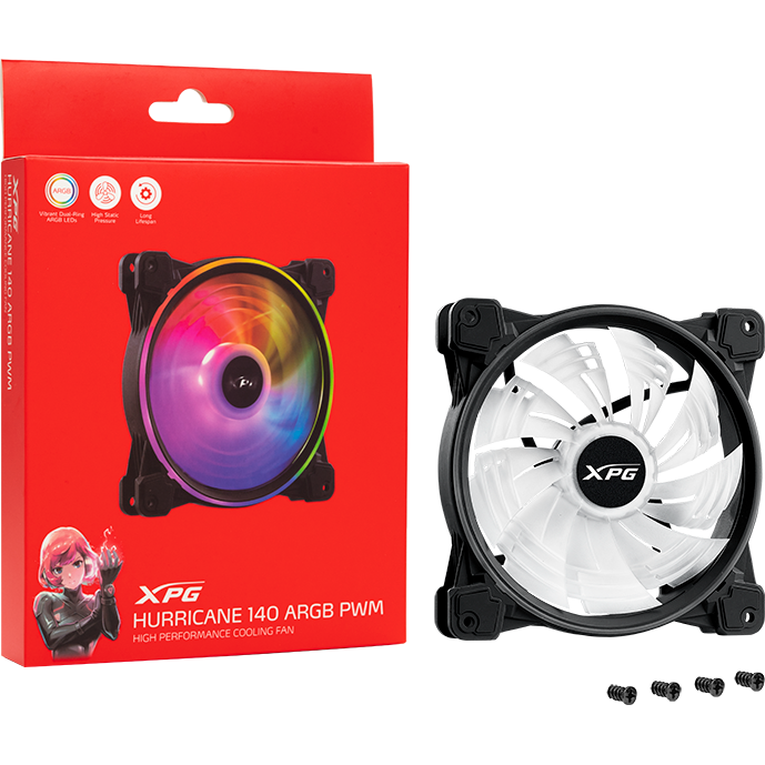 Вентилятор для корпуса ADATA XPG HURRICANE 140 PWM ARGB Black - HURRICANE140ARGBPWM-BKCWW - фото 2