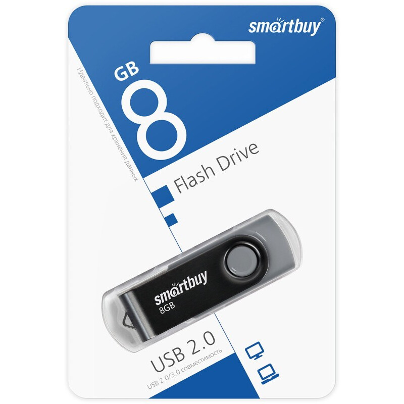 USB Flash накопитель 8Gb SmartBuy Twist Black (SB008GB2TWK) - фото 4