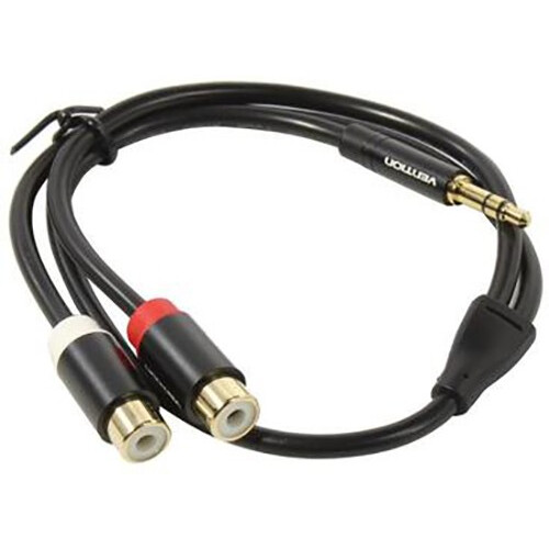 Кабель 3.5 Jack (M) - 2x RCA (F), 0.3м, Vention VAB-R02-B030