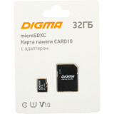 Карта памяти 32Gb MicroSD Digma + SD адаптер (DGFCA032A01)