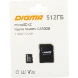 Карта памяти 512Gb MicroSD Digma + SD адаптер (DGFCA512A03)