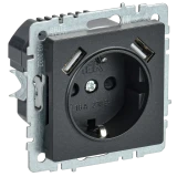 Электрическая розетка IEK BRITE BR-R14-16-U21-D21-K02