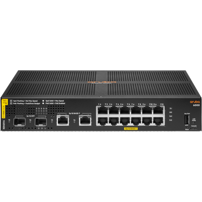 Коммутатор (свитч) HPE R8N89A Aruba 6000 12G Class4 PoE 2G/2SFP 139W Switch