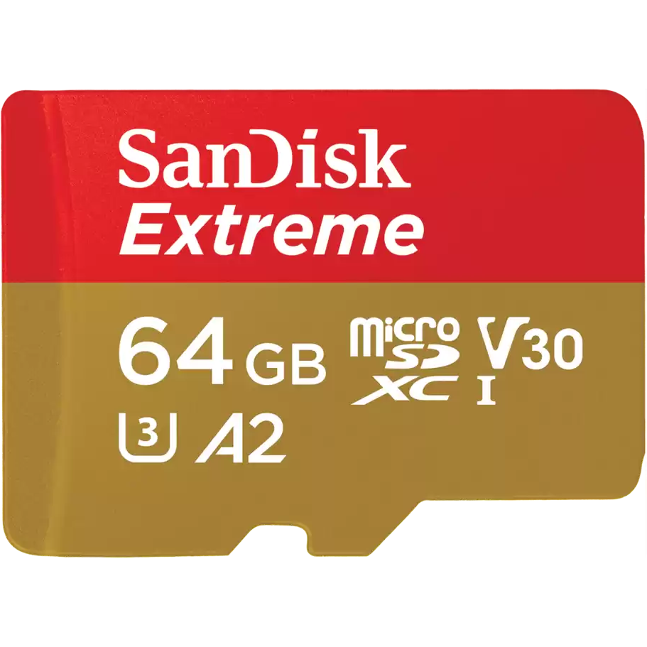 Карта памяти 64Gb MicroSD SanDisk Extreme (SDSQXAH-064G-GN6GN)
