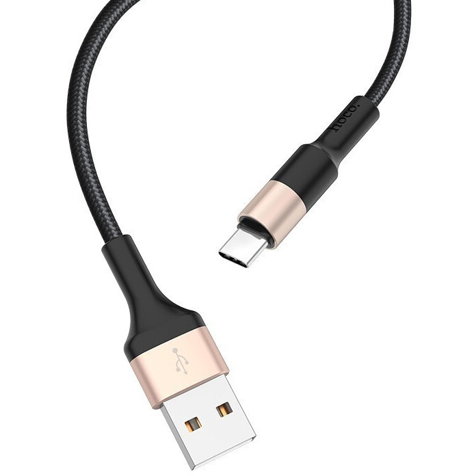 Кабель USB - USB Type-C, 1м, HOCO X26 Black/Gold (HC-80244)