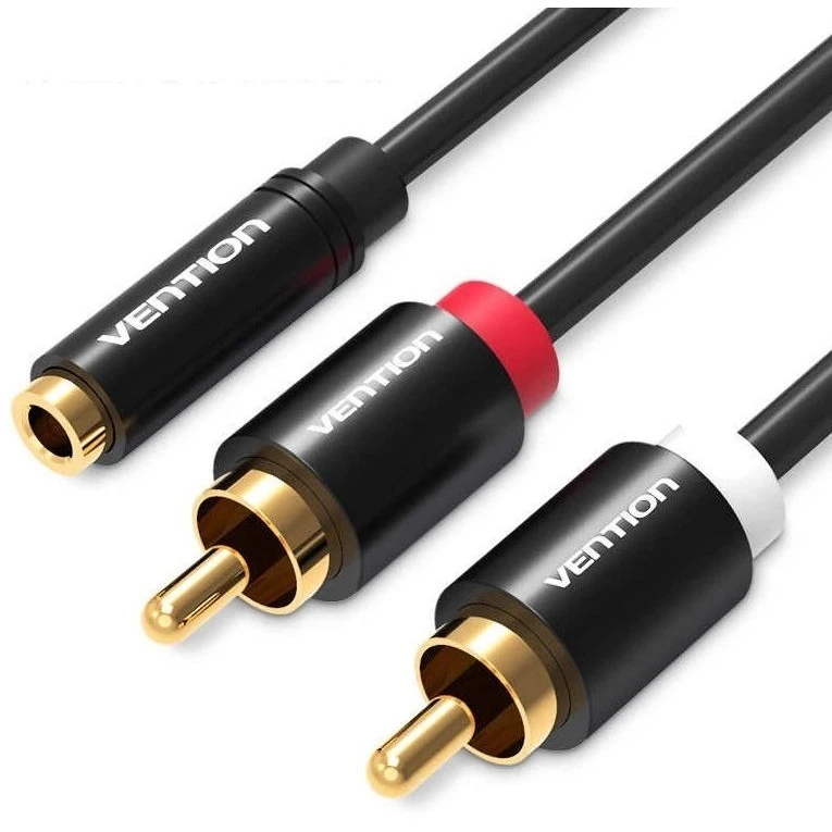 Кабель 3.5 Jack (F) - 2x RCA (M), 2м, Vention VAB-R01-S200