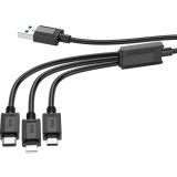 Кабель USB - microUSB/USB Type-C/Lightning, 1м, HOCO X74 Black (HC-67363)