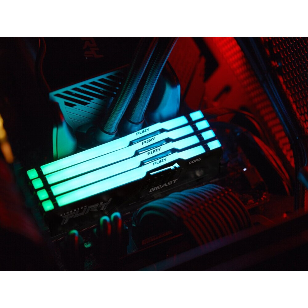 Оперативная память 64GB DDR5 6000MHz Kingston Fury Beast RGB (KF560C40BBAK2-64) (2x32GB KIT) - фото 5