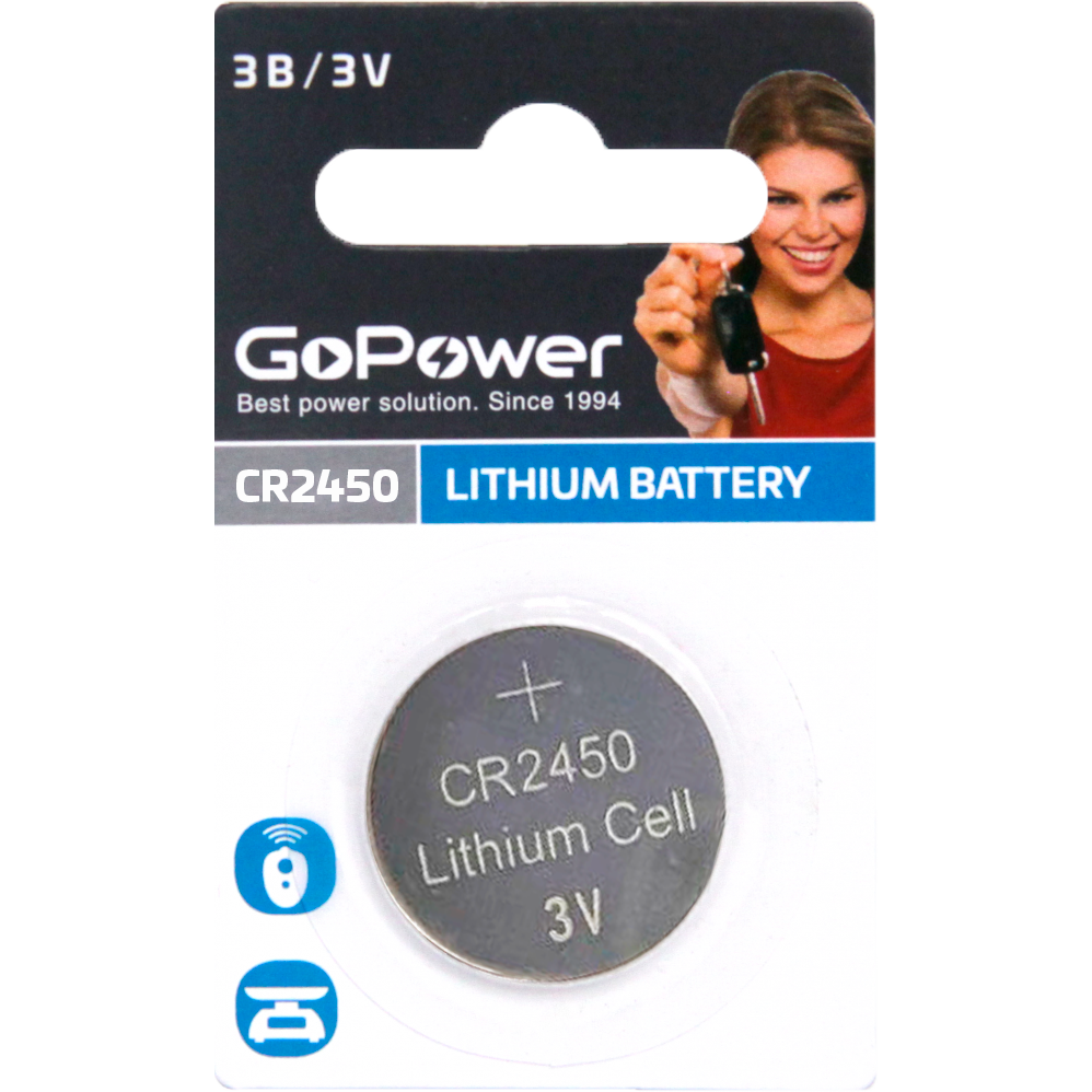 Батарейка GoPower (CR2450, 1 шт.)