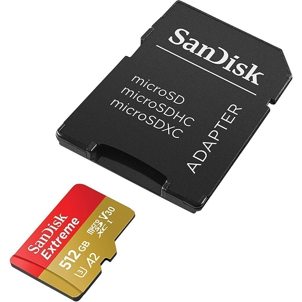 Карта памяти 512GB MicroSD SanDisk Extreme + SD адаптер (SDSQXAV-512G-GN6MA)