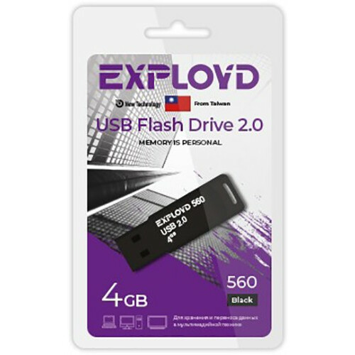 USB Flash накопитель 4Gb Exployd 560 Black - EX-4GB-560-Black