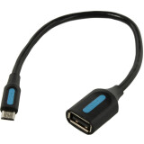 Переходник USB A (F) - microUSB B (M), 0.15м, Vention CCUBB