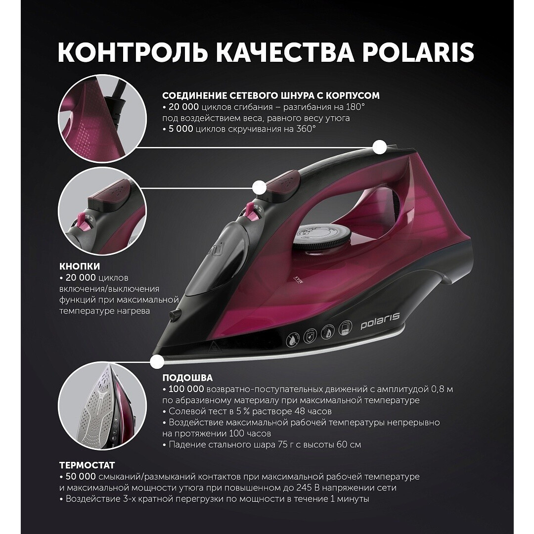 Утюг Polaris PIR2430K Fuchsia - PIR 2430K - фото 7
