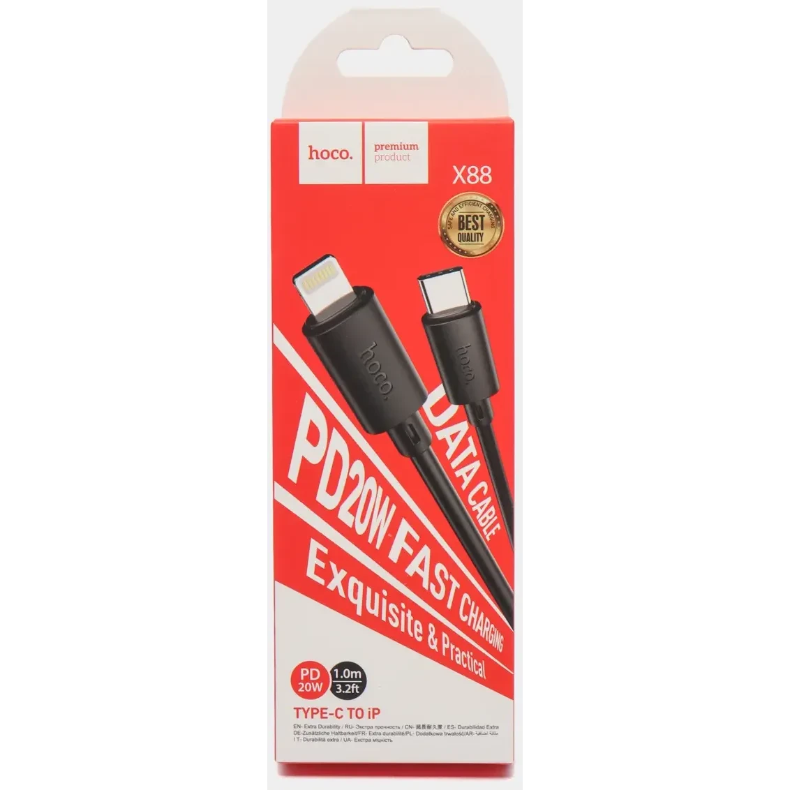 Кабель USB Type-C - Lightning, 1м, HOCO X88 Black (HC-83288) - 6931474783288 - фото 2