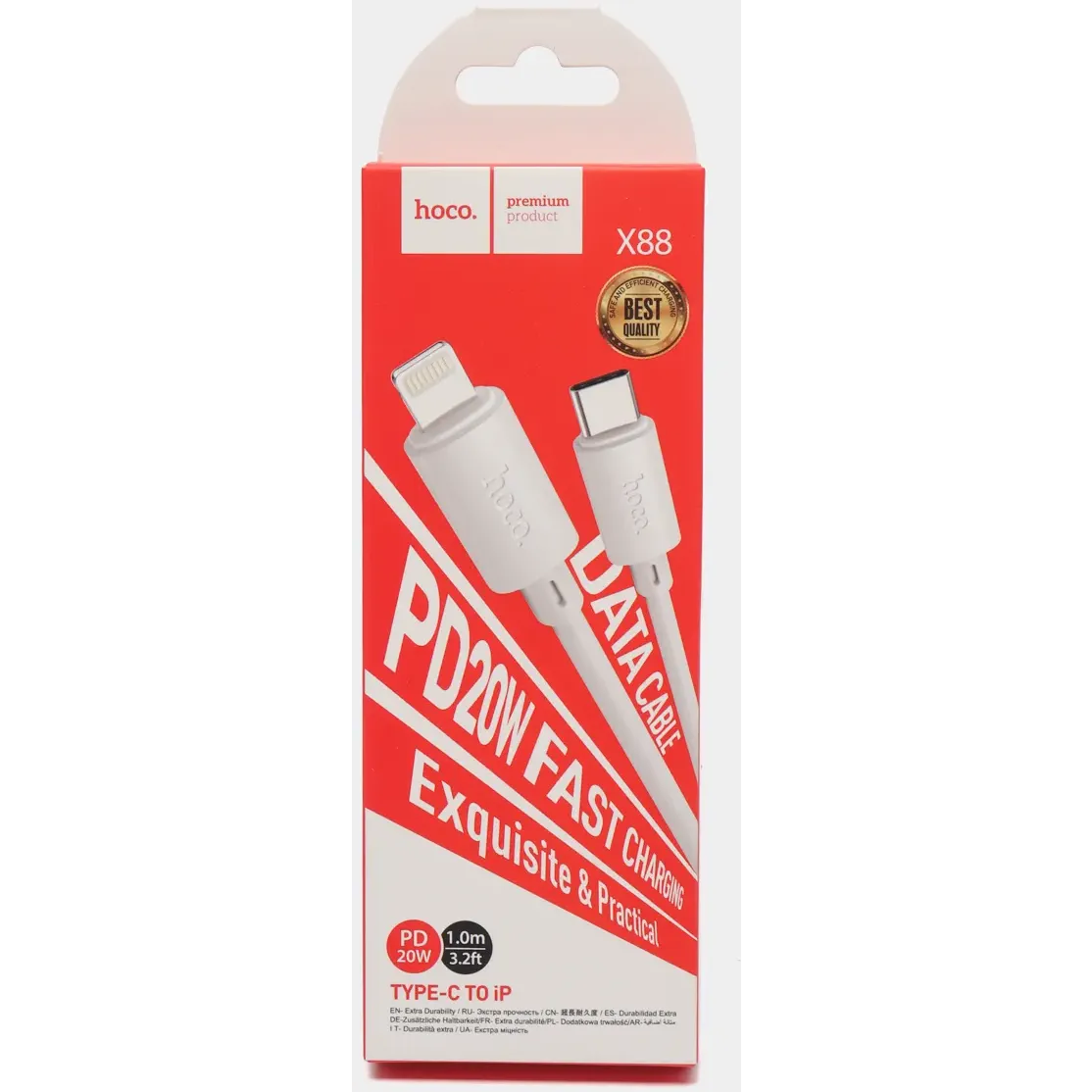 Кабель USB Type-C - Lightning, 1м, HOCO X88 White (HC-83295) - 6931474783295 - фото 2