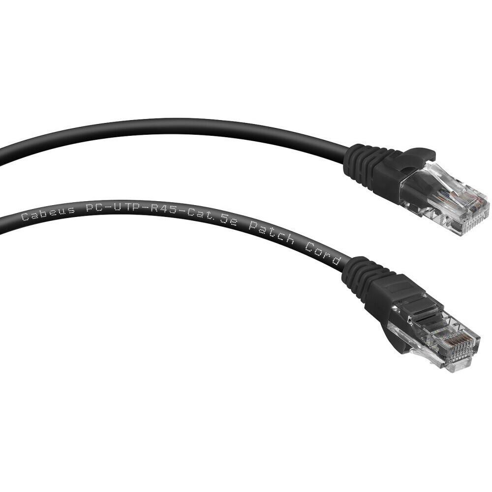 Патч-корд Cabeus PC-UTP-RJ45-Cat.5e-1m-BK, 1м