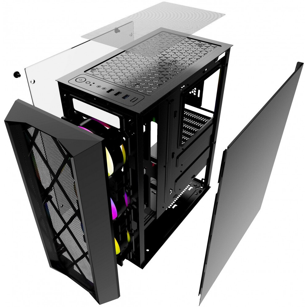Корпус Powercase Rhombus X3 Mesh LED Black - CMRMX-L3 - фото 7