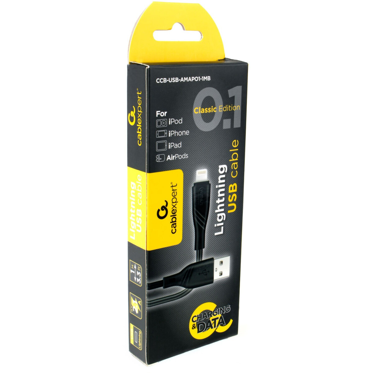 Кабель USB - Lightning, 1м, Cablexpert CCB-USB-AMAPO1-1MB - фото 2