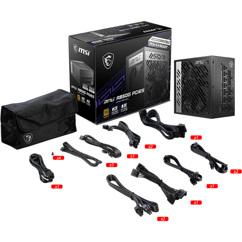 Блок питания 850W MSI MPG A850G PCIE5 - 306-7ZP7B11-CE0 - фото 4