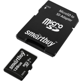Карта памяти 128Gb MicroSD SmartBuy + SD адаптер (SB128GBSDCCTV)
