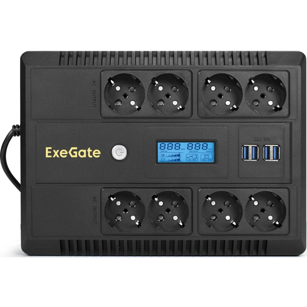 ИБП ExeGate NEO Smart LHB-1000.LCD.AVR.8SH.CH.USB - EX293858RUS - фото 2