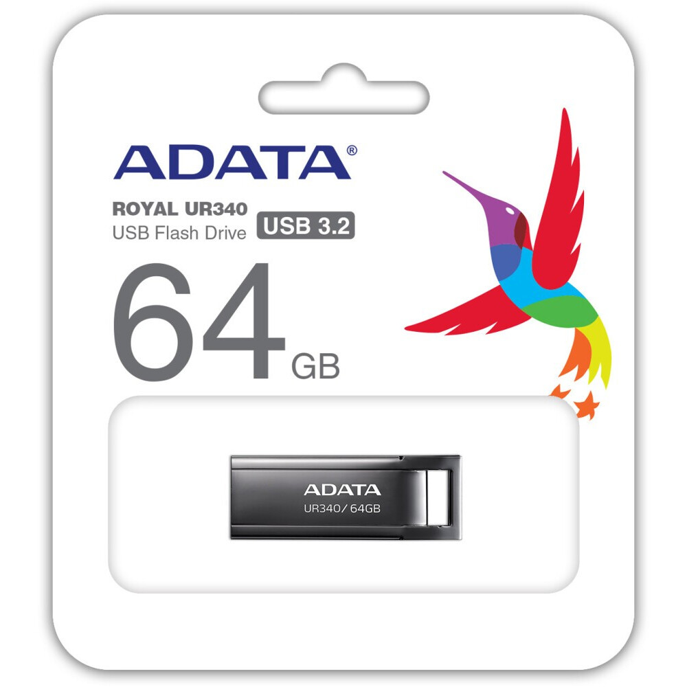 USB Flash накопитель 64Gb ADATA UR340 Black - AROY-UR340-64GBK - фото 5
